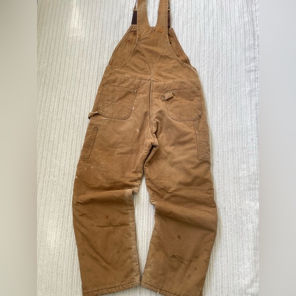 Carharrt R03 Brown Insulated Duck Canvas Work Bib Overalls | 38x30 - Picture 3 of 9